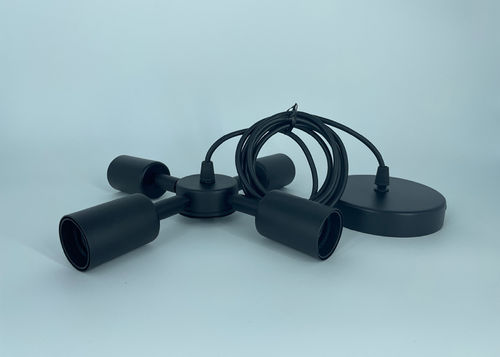 Pendel Colgante Cable 4 luces en negro texturado